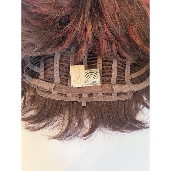 Raquel Welch Synthetic Short Layered Bright Coppery Brown W/ Dark Roots Wig EUC - Picture 7 of 10